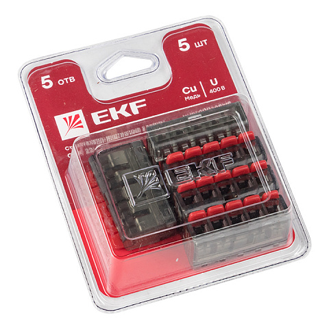 EKF PROxima Клемма СМК 221-415 5 отверстий 0.2-4.0 мм2 блистер (5шт.)