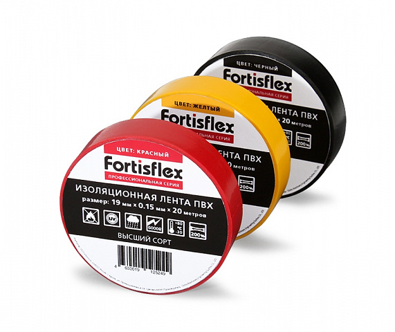 Изолента ПВХ 19х0.15x20 черная (Fortisflex)