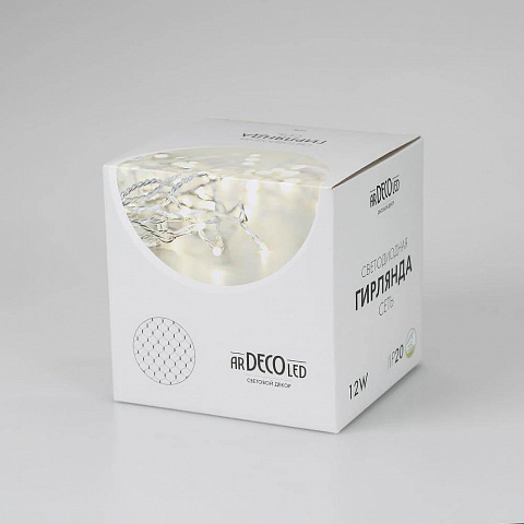 Светодиодная гирлянда Ardecoled сеть 230V теплый белый ARD-Netlight-Home-1500X1500-Clear-150Led Warm 024674