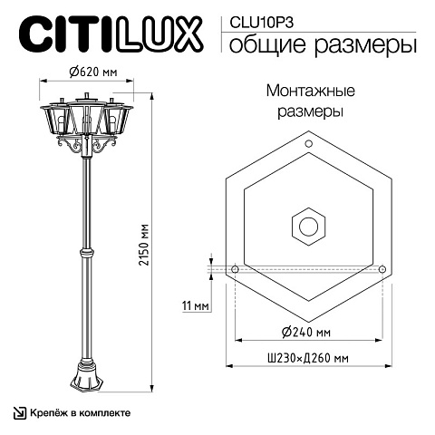 Садово-парковый светильник Citilux CLU10P3