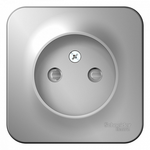 Systeme Electric Blanca наруж Алюминий Розетка б/з со шторками 16А, 250В, изолир. пластина