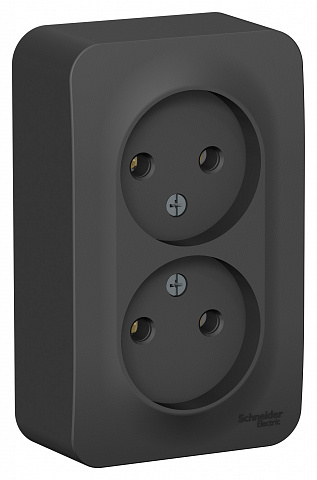 Systeme Electric Blanca наруж Антрацит Розетка 2-ая б/з без шторок, 16А, 250В