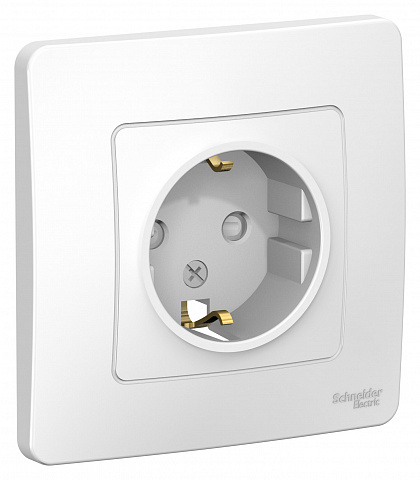 Systeme Electric Blanca внутр Бел Розетка с/з со шторками, 16А, 250В