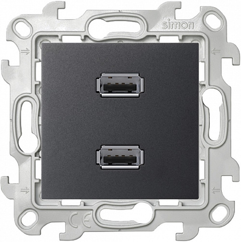 Simon 24 Графит Коннектор 2хUSB 2.0 тип A