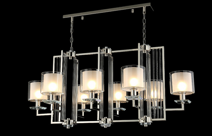 Подвесная люстра Crystal Lux NICOLAS SP8 L1000 NICKEL/WHITE