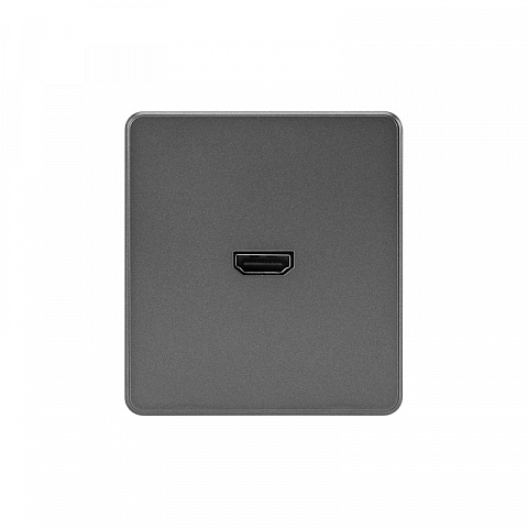 KRANZ ROUND Розетка HDMI с/у титан , с 1-пост. рамкой