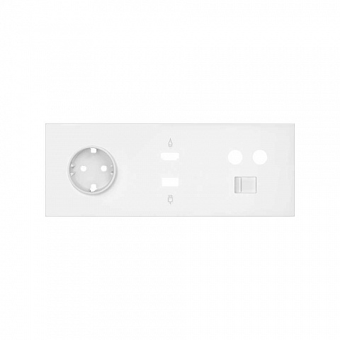 Simon 100 Белый матовый Кит 3 поста, фронт. Накладка на 1 розетку Schuko + 1 розетку TV + 1 розетку RJ45 + 1 розетку HDMI + 1 розетку USB