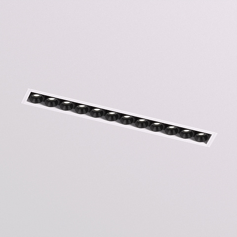 DK2532-WB Встраиваемый светильник SPACE со светодиодом под шпатлевку L240mm 220V 20W 38° 4000К IP20 белый/черный алюминий