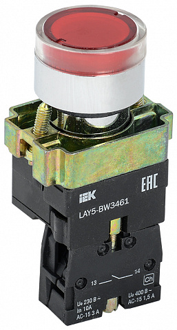 IEK LAY5 Кнопка управления LAY5-BW3461 с подсветкой красный 1з