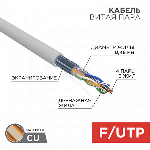 PROconnect Кабель витая пара FTP 4PR 24AWG, CAT5e (бухта 100 м)