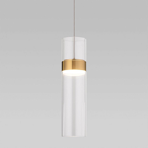 Подвесной светодиодный светильник Eurosvet Lumen 50244/1 Led латунь/прозрачный
