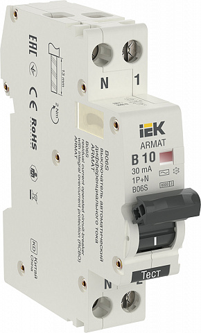 IEK ARMAT АВДТ B06S 1P+NP B10 30мА тип AC (18мм)