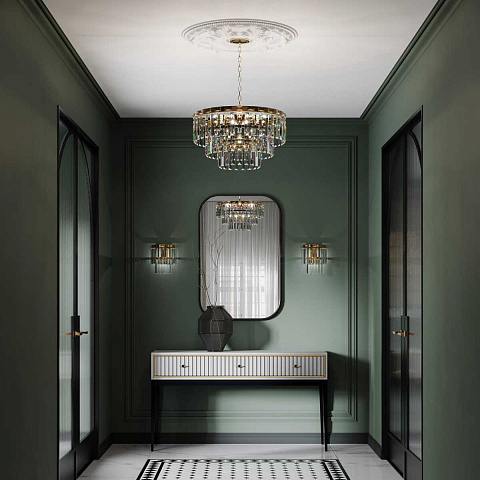 Подвесная люстра Eurosvet Elegante 10130/8 золото/прозрачный хрусталь Strotskis Smart
