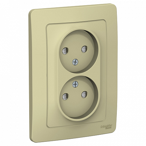 Systeme Electric Blanca внутр Беж Розетка 2-ая б/з со шторками, 16А, 250В