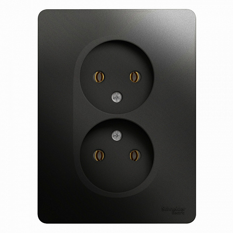Systeme Electric Glossa Антрацит Розетка 2-ая б/з ,16А (в сборе)