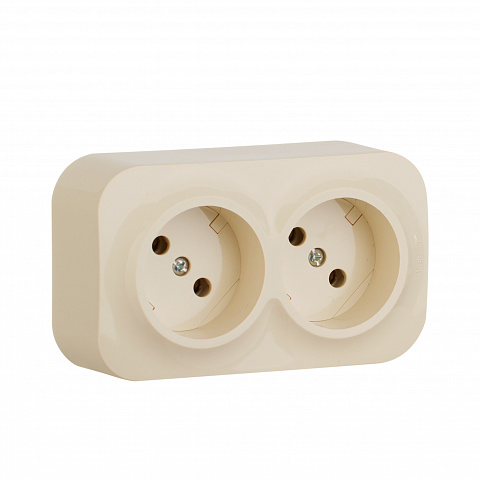 Legrand Quteo IP 20 Слоновая кость Розеточный блок с предварительным подключением 2 x 2К без шторок - 16 A - 250 В~