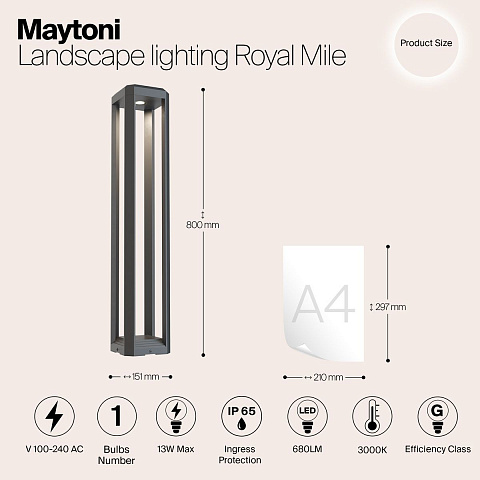 Ландшафтный светодиодный светильник Maytoni Royal Mile O019FL-L12GR3K