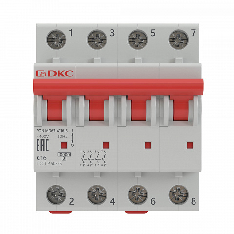 DKC YON pro Автоматический выключатель модульный MD63 4P 32А C 10kA