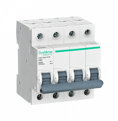 Systeme Electric City9 Set Автоматический выключатель (АВ) С 63А 4P 6kA 400В