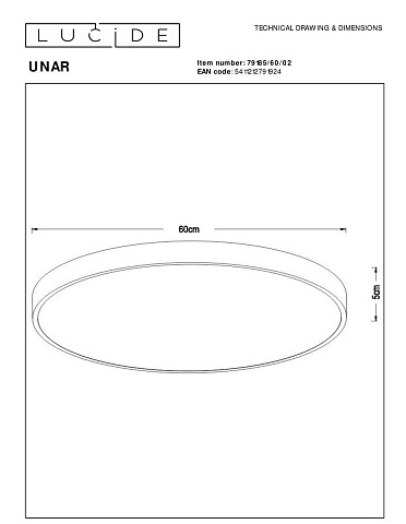 Потолочный светодиодный светильник Lucide Unar 79185/60/02