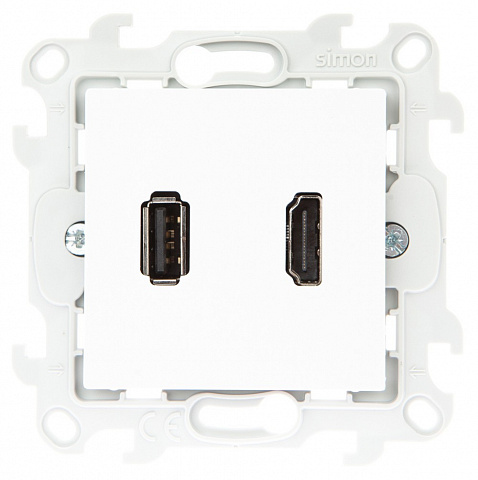Simon 24 Белый Коннектор HDMI+USB 2.0