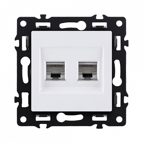 Розетка двойная Ethernet RJ45 Cat.6, белый Kollinger Asthetik AS-018WH