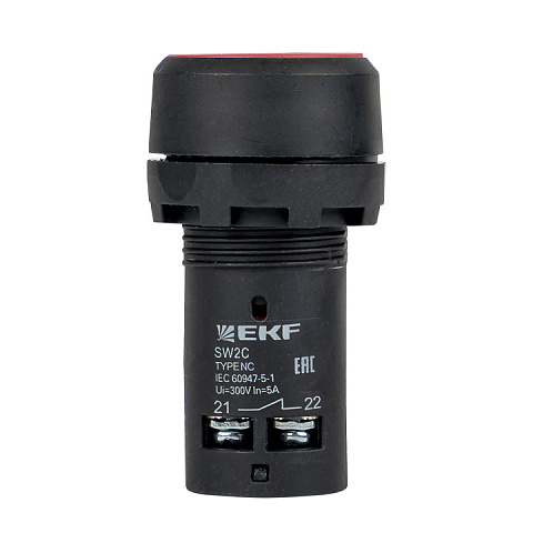 EKF PROxima Кнопка SW2C-11 с фиксацией красная NO+NC