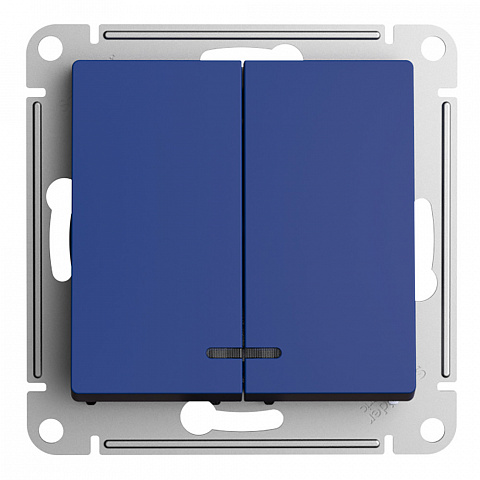 Systeme Electric AtlasDesign Аквамарин Выключатель 2-клавишный с подсветкой, сх.5а, 10АХ, механизм