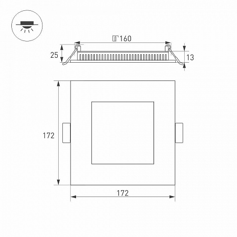 Встраиваемый светодиодный светильник Arlight DL-172x172M-15W Day White 020132